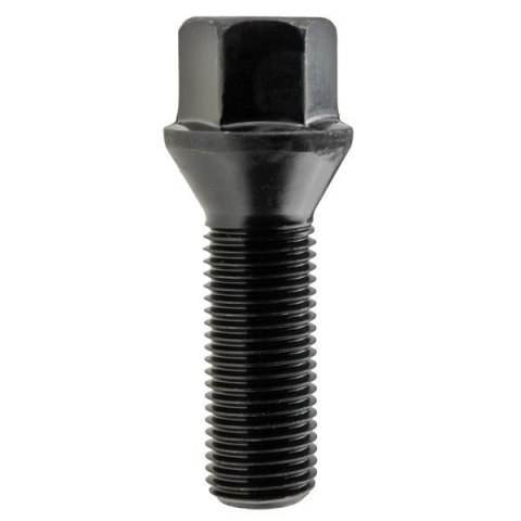 Czarna śruba do felg M14x1.5 35 mm - klucz 17. Stożek Czarna śruba do felg M14x1.5 35 mm - klucz 17. Stożek
